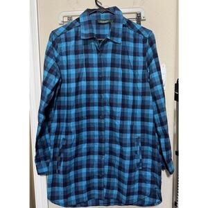 Stillwater Supply Co Flannel Plaid Jacket shacket turquoise sz S Long Tunic